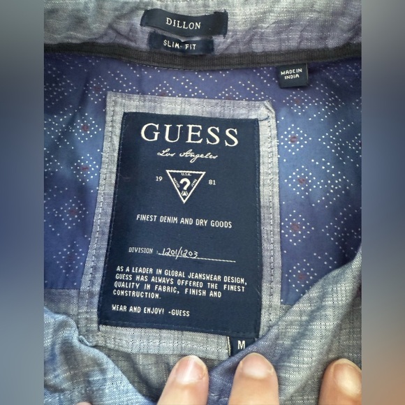 Guess Dillon Slim Fit Button Down Shirt | Men’s Medium | 100% Cotton - Picture 7 of 8